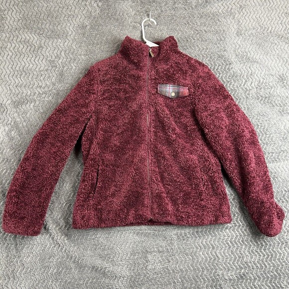 Pendleton Jacket Women’s Size M Woolen Mills Zip Up Sherpa Bomber Plaid‎ Purple - Picture 1 of 10
